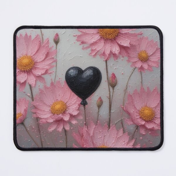 Item preview, Flower field with black heart balloon motif designed and sold by Mianku | Für das Leben.