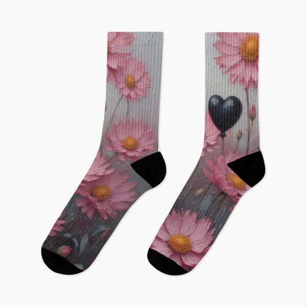 Item preview, Flower field with black heart balloon motif designed and sold by Mianku | Für das Leben.