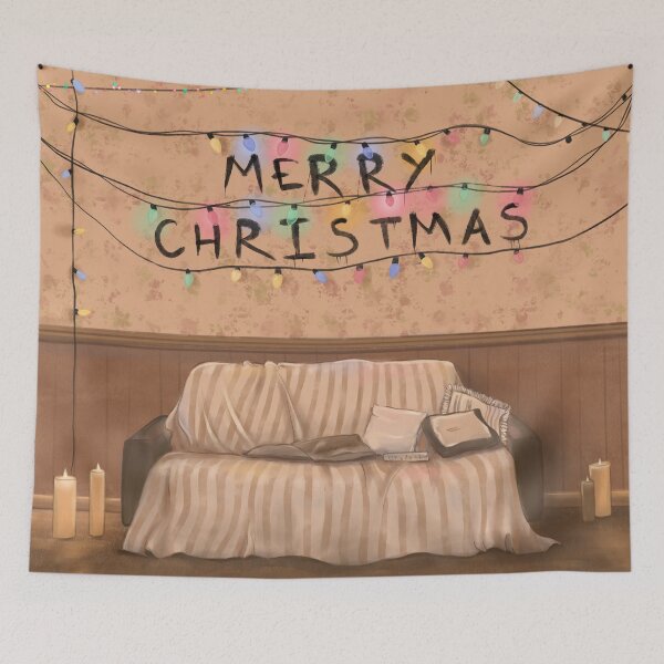 Item preview, Merry Christmas Lights, Joyce Byers Wall Scene – Creepy Living Room with Alphabet Lights designed and sold by CreativeBu.