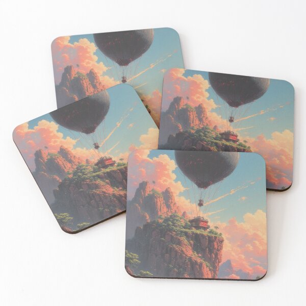Item preview, Hot air balloon over mountain landscape at sunrise designed and sold by Mianku | Für das Leben.