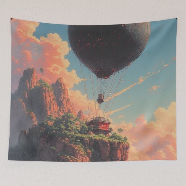 Item preview, Hot air balloon over mountain landscape at sunrise designed and sold by Mianku | Für das Leben.