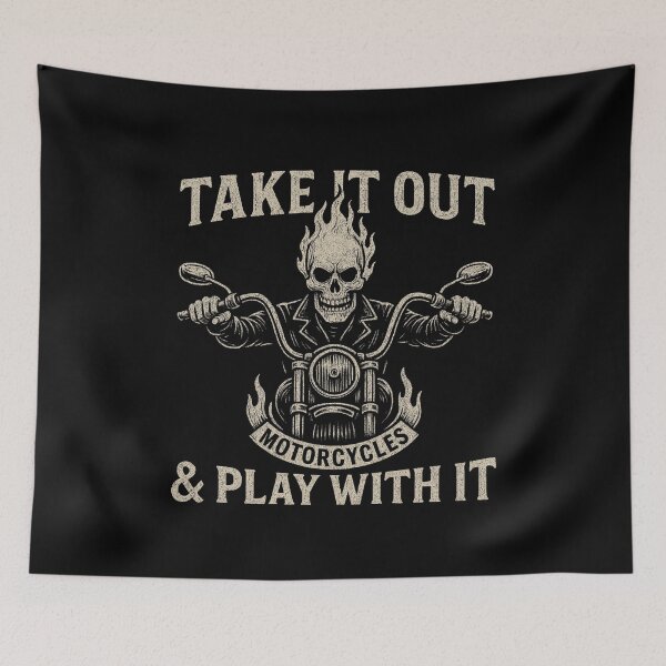 Item preview, Take It Out and Play With It Motorcycle Skull Art designed and sold by flagylART.
