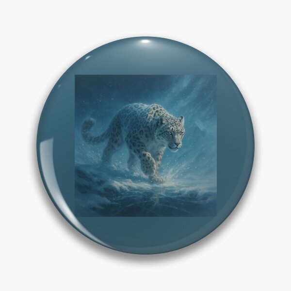 Item preview, Snow Leopard in Motion – Winter Wildlife Art Print designed and sold by GeoWild Designs.