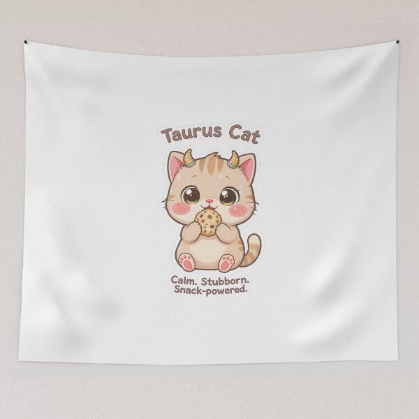 Item preview, Taurus Cat – Cozy & Loyal Zodiac Chibi Cat Sticker designed and sold by Purr-Vibes.