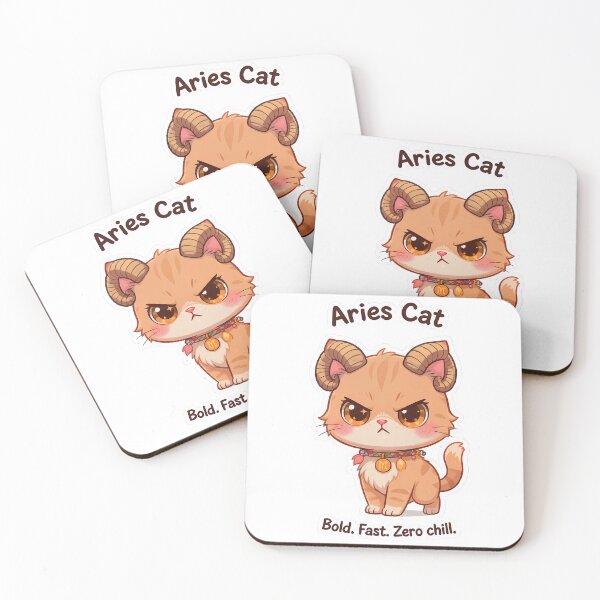 Item preview, Aries Cat – Bold & Energetic Zodiac Chibi Cat Sticker designed and sold by Purr-Vibes.