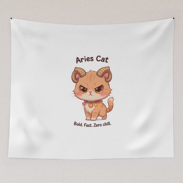 Item preview, Aries Cat – Bold & Energetic Zodiac Chibi Cat Sticker designed and sold by Purr-Vibes.