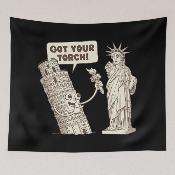 Item preview, Got Your Torch! Leaning Tower of Pisa Pranks Statue of Liberty designed and sold by zzz888.