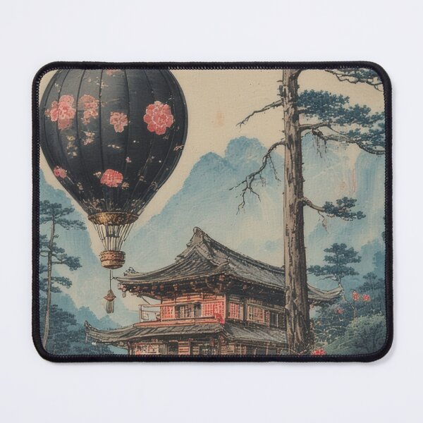Item preview, Japanese temple with hot air balloon scenery designed and sold by Mianku | Für das Leben.