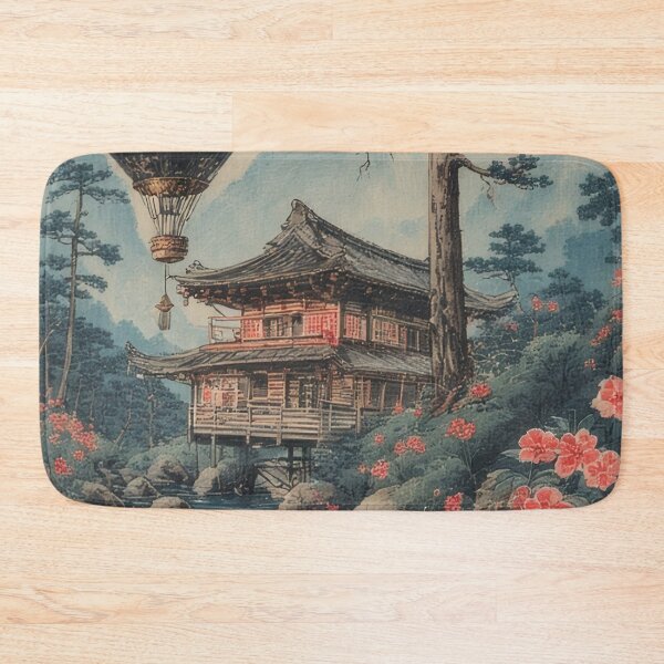 Item preview, Japanese temple with hot air balloon scenery designed and sold by Mianku | Für das Leben.