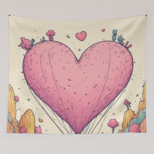 Item preview, Love hot air balloon over colorful landscape designed and sold by Mianku | Für das Leben.