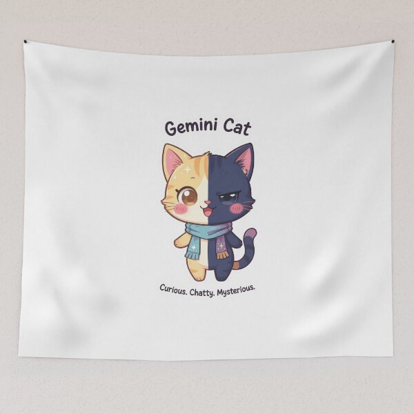 Item preview, Gemini Cat – Curious & Playful Zodiac Chibi Cat Sticker designed and sold by Purr-Vibes.