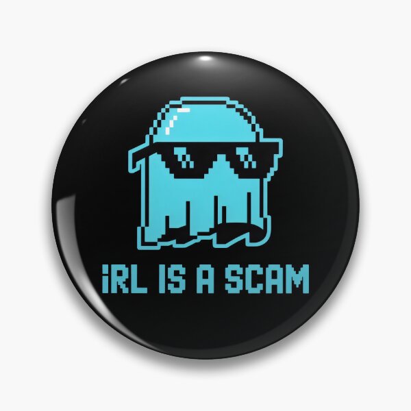 Item preview, IRL Is a Scam Pixel Ghost Design with Sunglasses and Retro Gaming Vibes designed and sold by SplashTastic.