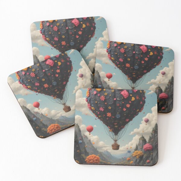 Item preview, Flower balloon floats over picturesque landscape designed and sold by Mianku | Für das Leben.