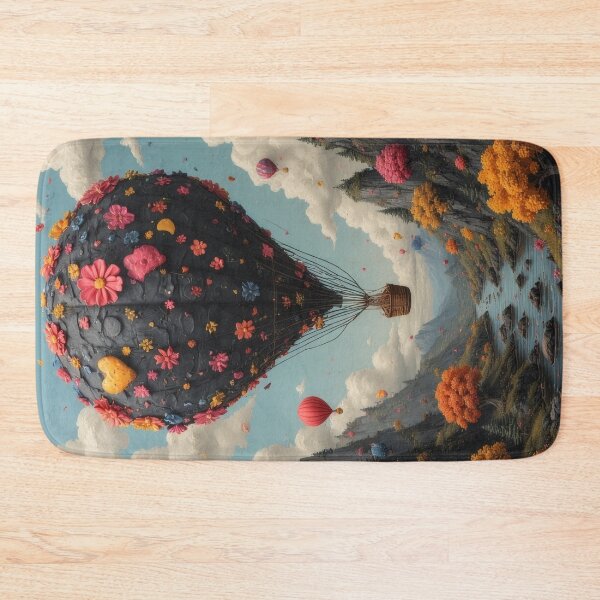 Item preview, Flower balloon floats over picturesque landscape designed and sold by Mianku | Für das Leben.