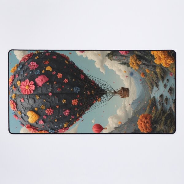 Item preview, Flower balloon floats over picturesque landscape designed and sold by Mianku | Für das Leben.
