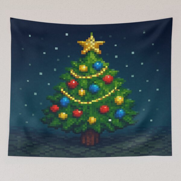 Item preview, Retro Christmas Tree Pixel Art – Cozy Holiday Winter Decor Design designed and sold by ArtificialAce.