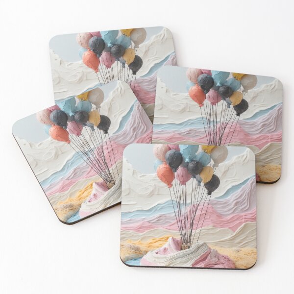 Item preview, Pastel-colored balloons over an abstract landscape designed and sold by Mianku | Für das Leben.