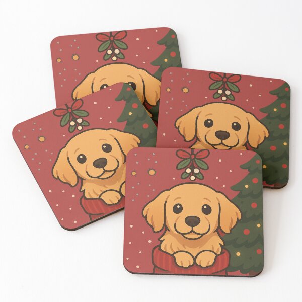 Item preview, Adorable Golden Retriever Puppy Eyes – Christmas Mistletoe Dogmom Art designed and sold by dogmomtees.