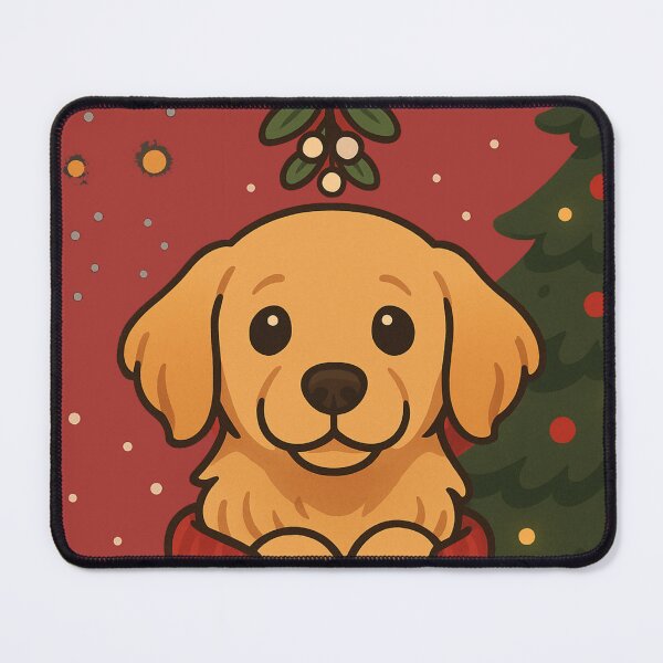 Item preview, Adorable Golden Retriever Puppy Eyes – Christmas Mistletoe Dogmom Art designed and sold by dogmomtees.
