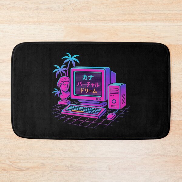 Artikelvorschau, Vaporwave-Büroästhetik – Retro-90er-Jahre-Desktop mit Neon-Röhrenmonitor entworfen und verkauft von AddictiveDesign.