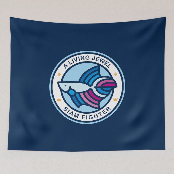 Item preview, Colorful Betta Fish Line Art Emblem designed and sold by Satoshy Atelier.