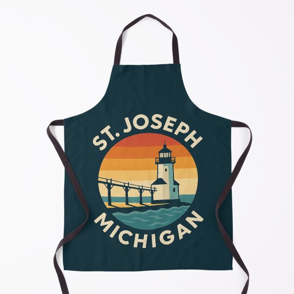 Item preview, St. Joseph Michigan Lighthouse Retro Sunset Circle Badge designed and sold by American Travels.