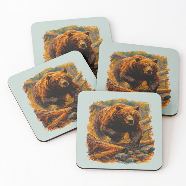 Item preview, Bear running, clearing a path, realistic painting designed and sold by the artedivino.