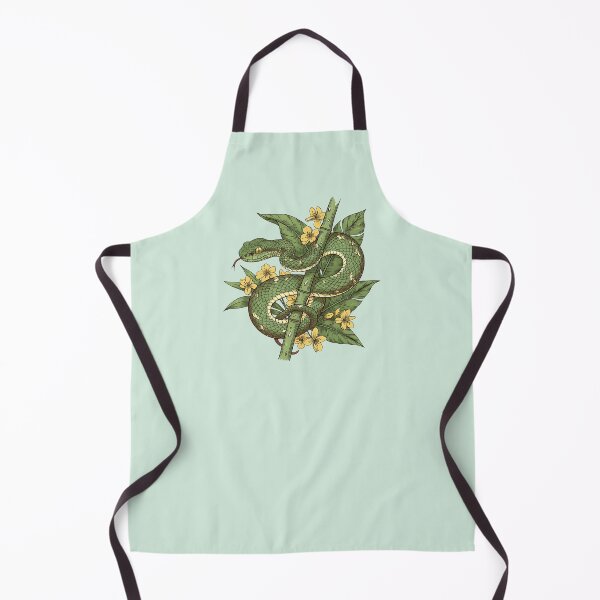 Item preview, Bamboo Pit Viper With Tropical Rainforest Leaves And Yellow Flowers Vintage Illustration designed and sold by BirdsnStuff.