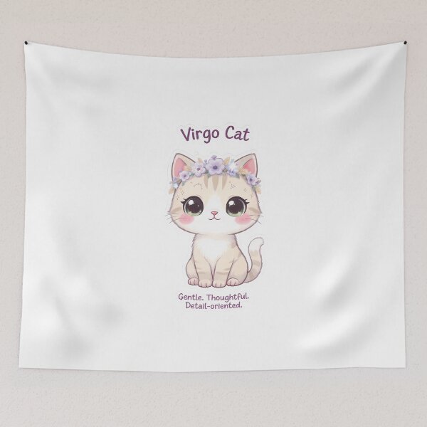 Item preview, Virgo Cat – Gentle & Thoughtful Zodiac Chibi Cat Sticker designed and sold by Purr-Vibes.