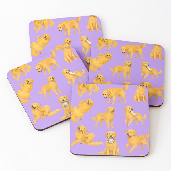 Item preview, Copy of Golden Retriever Collage Happy Poses tiled Purple designed and sold by snoutabout.