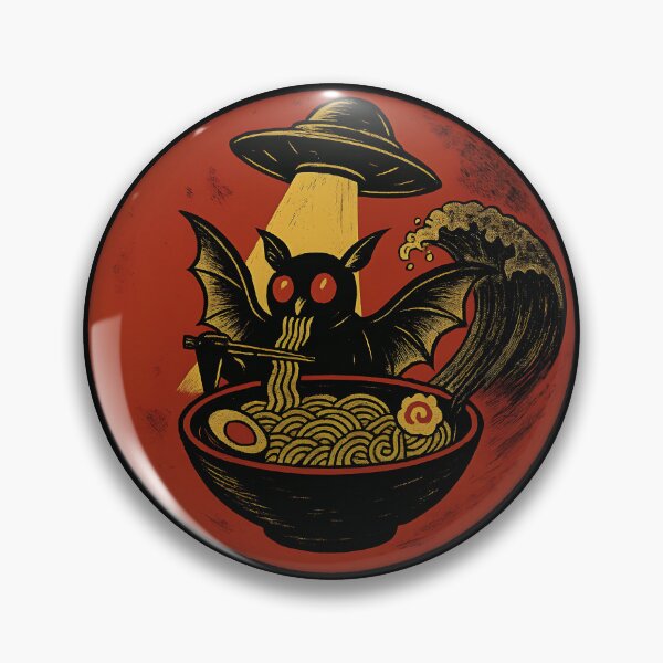 Item preview, Funny Vintage Mothman Eating Soup Cryptid Retro Ramen Alien UFO Abduction Japanese Art designed and sold by gear-posters.