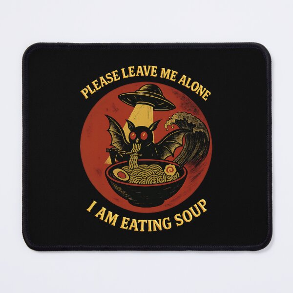 Item preview, Funny Vintage Mothman Eating Soup Cryptid Retro Ramen Alien UFO Abduction Japanese Art designed and sold by gear-posters.