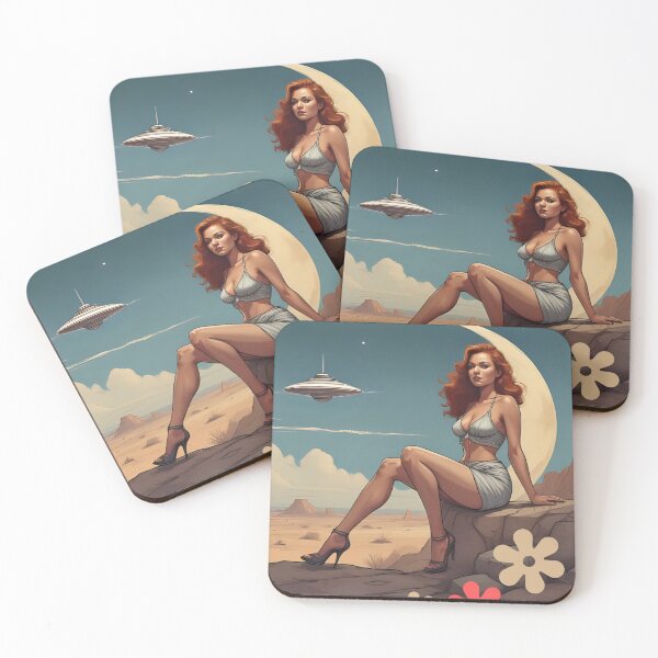 Item preview, Wild Woman Retro Sci-Fi Pinup – “Take Me to Your Leader” Desert Glam Poster designed and sold by WildWmnCreative.