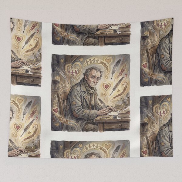 Item preview, Bob Cratchit the Kind Weary Clerke from a Christmas Carol characters from Dickens series illustration watercolor art designed and sold by Vintage Designs +.