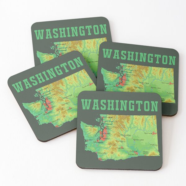 Item preview, Washington State Topography Map - Evergreen Adventure & City Guide designed and sold by mashmosh.