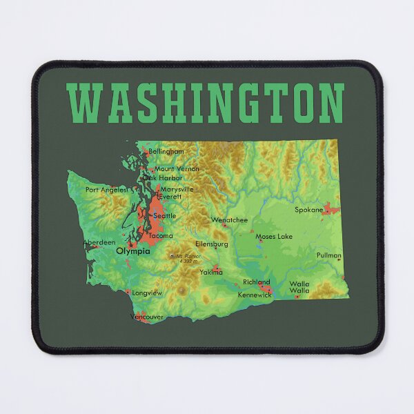 Item preview, Washington State Topography Map - Evergreen Adventure & City Guide designed and sold by mashmosh.