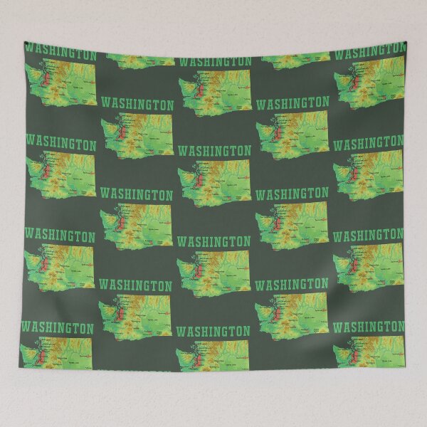 Item preview, Washington State Topography Map - Evergreen Adventure & City Guide designed and sold by mashmosh.