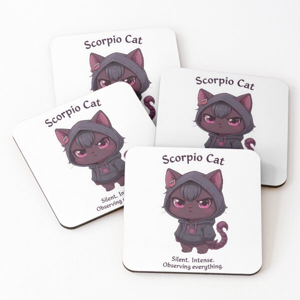 Item preview, Scorpio Cat – Mysterious & Intense Zodiac Chibi Cat Sticker designed and sold by Purr-Vibes.