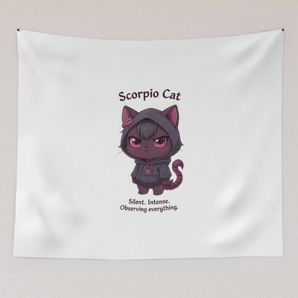 Item preview, Scorpio Cat – Mysterious & Intense Zodiac Chibi Cat Sticker designed and sold by Purr-Vibes.