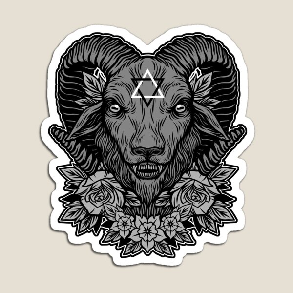 Goat skull and snake etching tattoo Royalty Free Vector