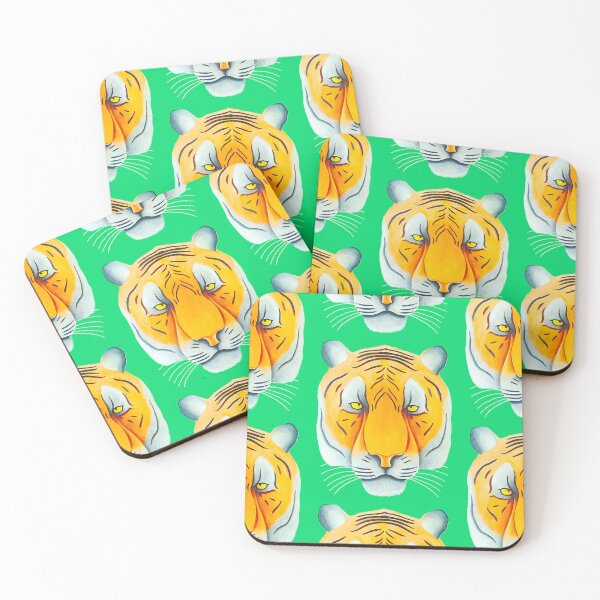 Item preview, Tiger head portrait design green background unique big cat present gift designed and sold by Arniesart85.