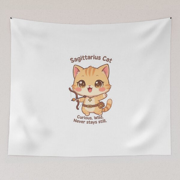 Item preview, Sagittarius Cat – Adventurous & Free Zodiac Chibi Cat Sticker designed and sold by Purr-Vibes.