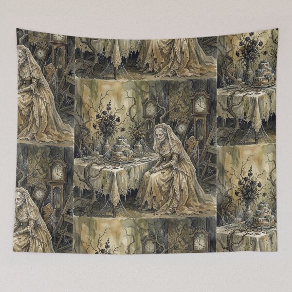 Item preview, Havisham's Decaying Feast from Great Expectations Characters from Dickens series illustration watercolor art designed and sold by Vintage Designs +.