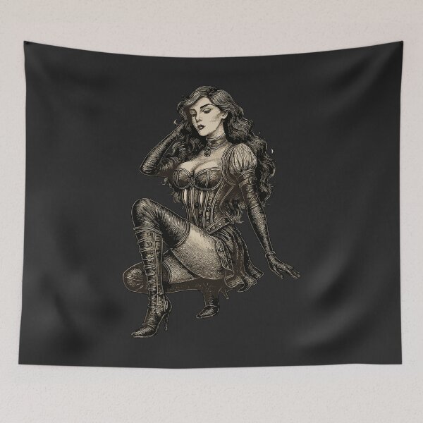 Item preview, Charming Steampunk Woman – Vintage Pin-Up Gear Art designed and sold by SeoulInkSoul.