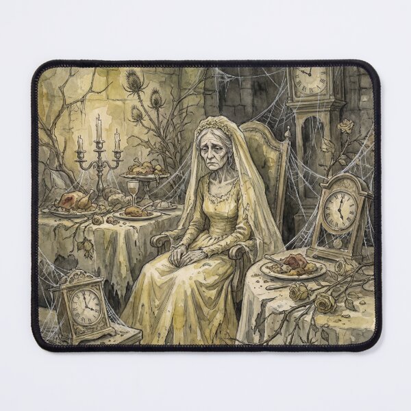 Item preview, Miss Havisham from Great Expectations Characters from Dickens series illustration watercolor art designed and sold by Vintage Designs +.