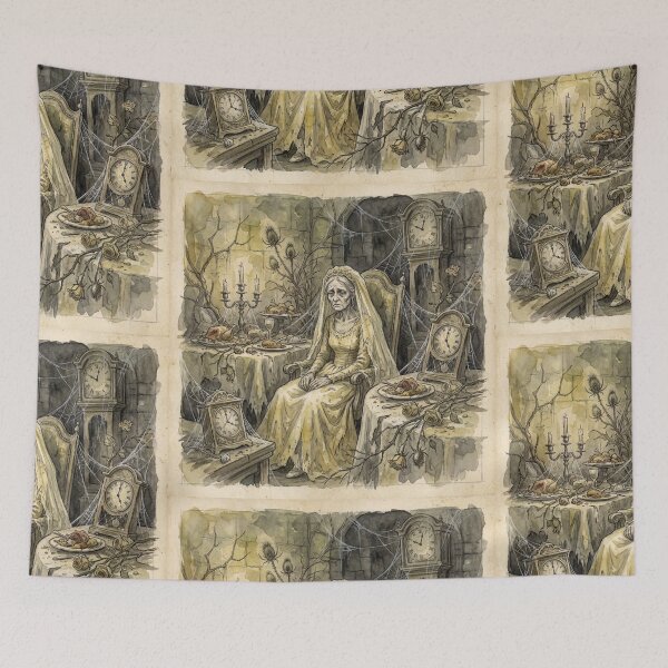 Item preview, Miss Havisham from Great Expectations Characters from Dickens series illustration watercolor art designed and sold by Vintage Designs +.