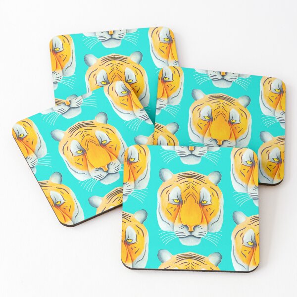 Item preview, Tiger head portrait design teal background unique big cat present gift designed and sold by Arniesart85.