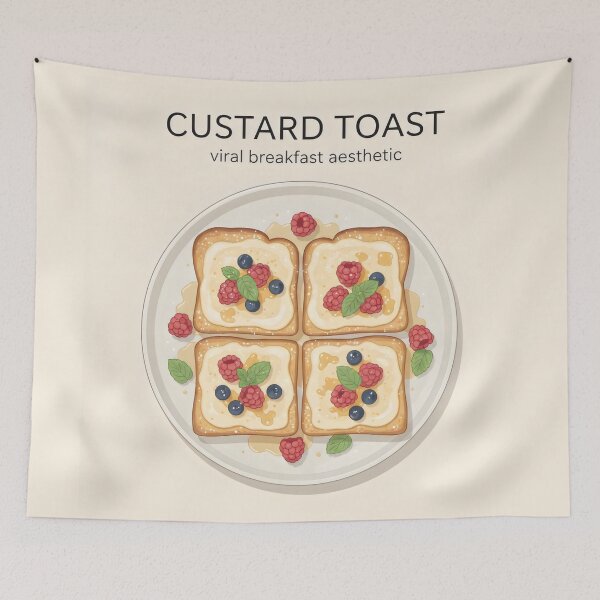 Item preview, Custard Toast Viral Breakfast Design with Berries and Aesthetic Food Vibes designed and sold by SplashTastic.