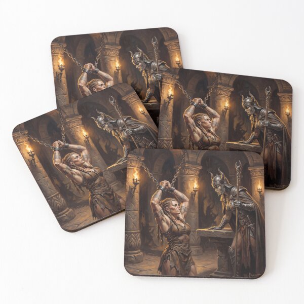 Item preview, Viking Interrogation of a Barbarian warrior woman in Defiance illustration fantasy art style designed and sold by Vintage Designs +.
