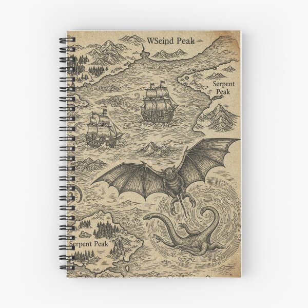 Item preview, Enchanted Isles of Serpent Peak – Vintage Fantasy Sea Monster Map designed and sold by PunchDrop.